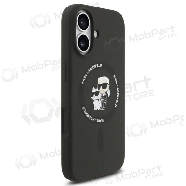 Obal Apple iPhone 17 - Karl Lagerfeld Liquid Silicone Karl and Choupette MagSafe (černý)
