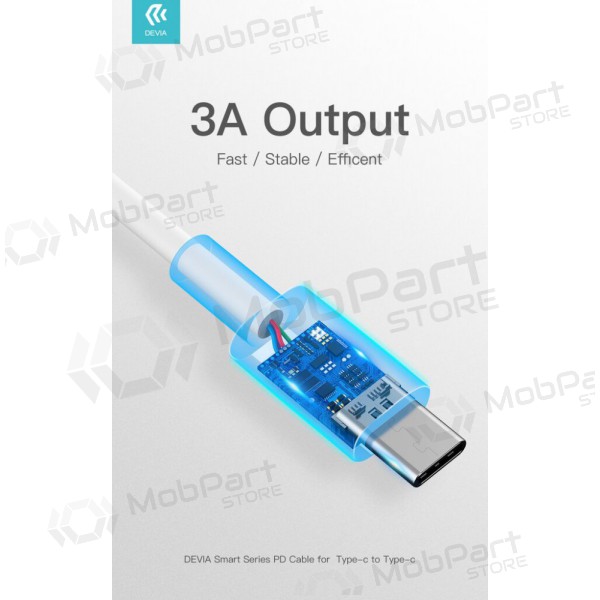 USB kabel Devia Smart PD Type-C - Type-C 20V 3.0A 60W (bílý)