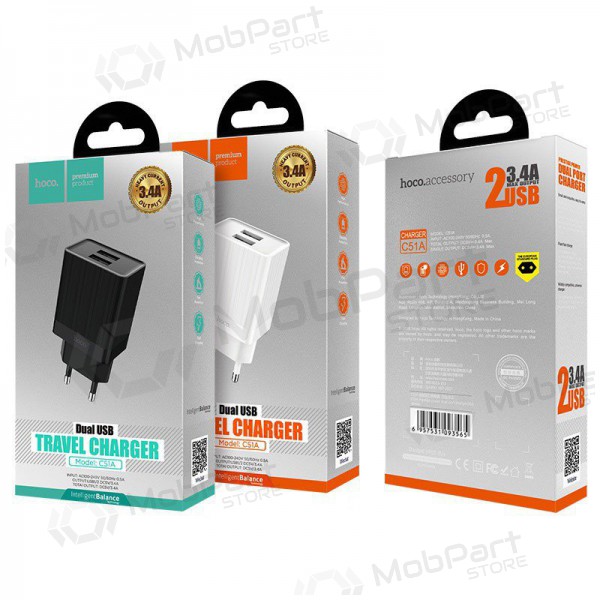 Nabíječka HOCO C51A Prestige power Dual USB (5V 3.4A) (bílý)