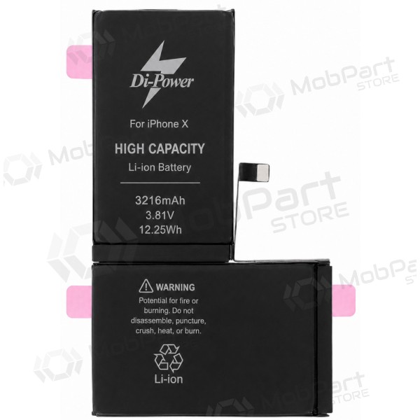Baterie Apple iPhone X, akumulátor Di-Power 3216 mAh (zvýšená kapacita)