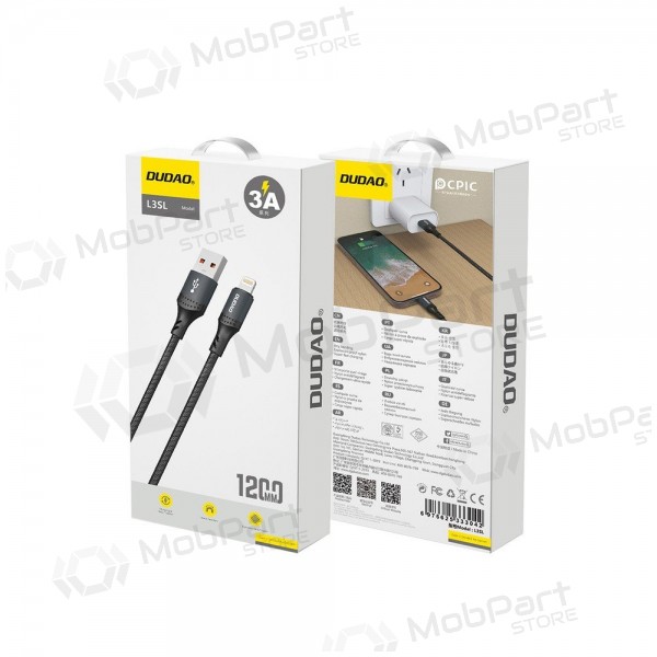Lightning kabel Dudao L3SL USB-A na Lightning 1,2 m 3 A černý