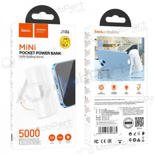 Externí baterie Power Bank Hoco J106 Lightning 5000mAh bílá