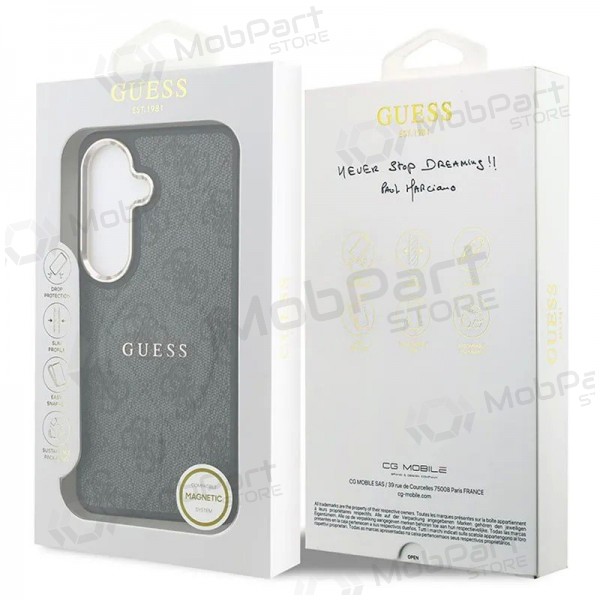 Samsung Galaxy S26 obal - Guess PU Leather 4G Gold Frame Magnetic (černý)