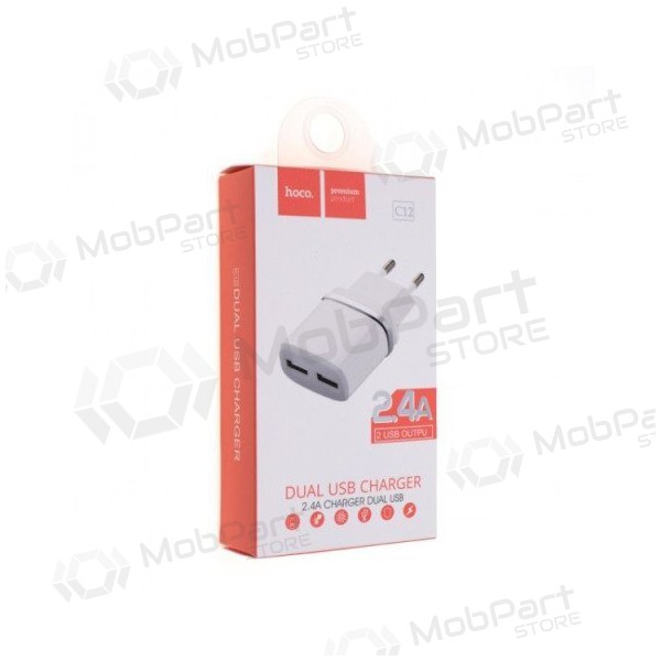 Nabíječka HOCO C12 Smart Dual USB (5V 2.4A) (bílý)
