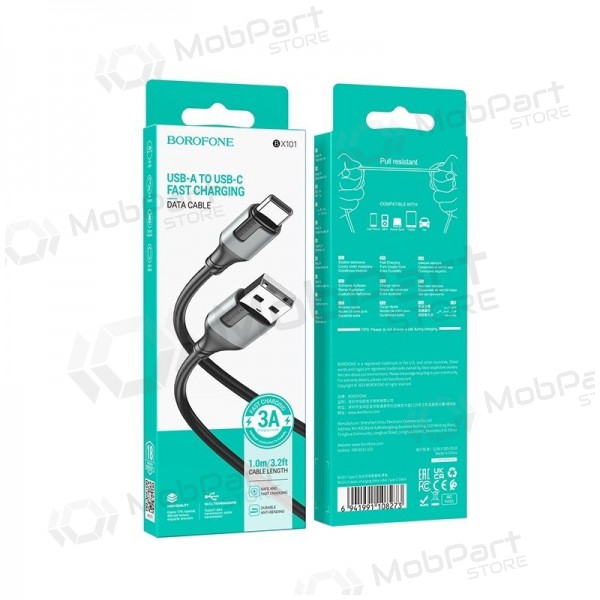 USB kabel Borofone BX101 USB-A to USB-C 1.0m černá