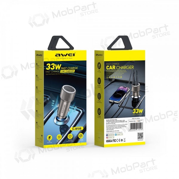 Nabíječka do auta Awei C-858 33W 2xUSB-C černá