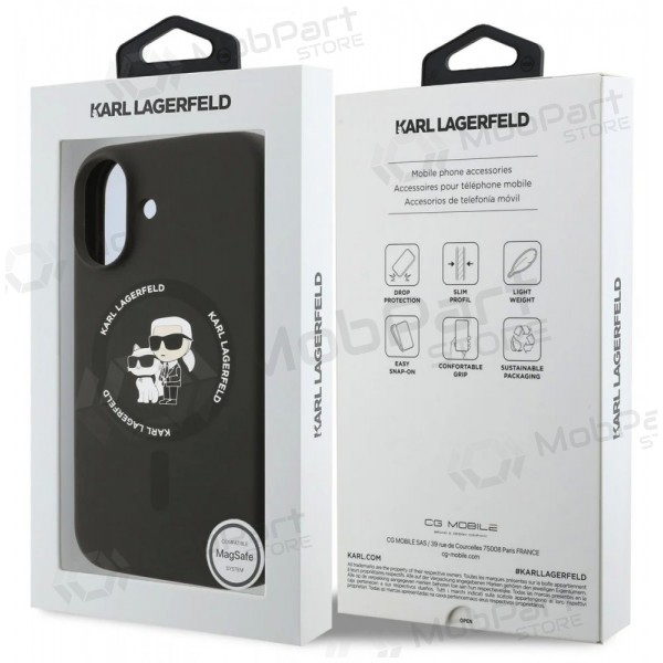 Obal Apple iPhone 17 - Karl Lagerfeld Liquid Silicone Karl and Choupette MagSafe (černý)