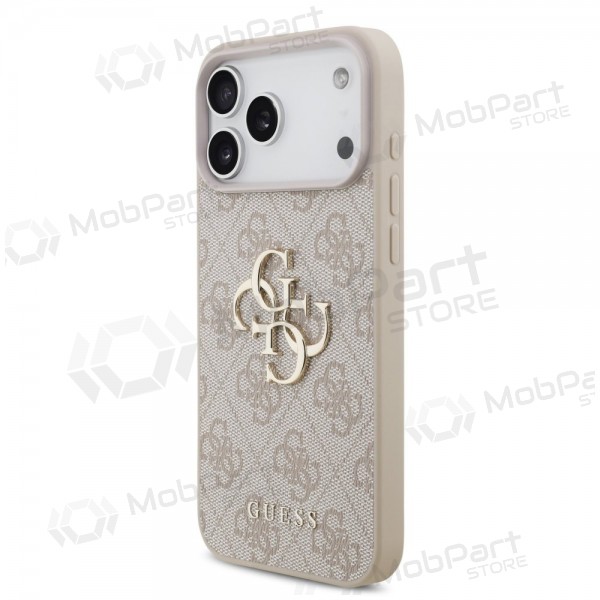 Obal Apple iPhone 17 Pro Max - Guess PU 4G Metal Logo (růžový)