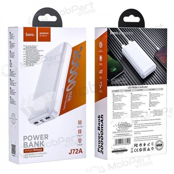 Externí baterie Power Bank Hoco J72A 20000mAh bílý