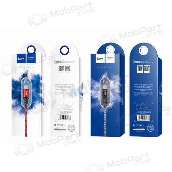 USB kabel Hoco X14 Lightning (červené / černá) 1.0m
