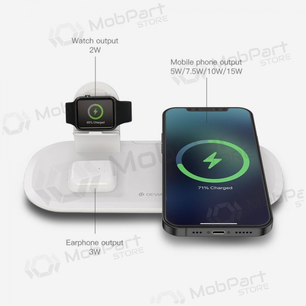 Nabíječka bezdrátový Devia 3in1 Smart Phone, Apple Watch, Airpods (bílý)