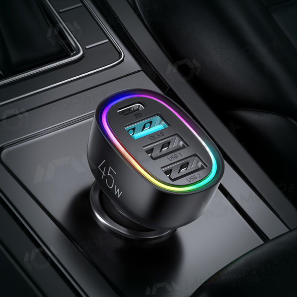 Nabíječka automobilinis Joyroom JR-CL09 LED 4xUSB (PD, QC) 45W (černá)