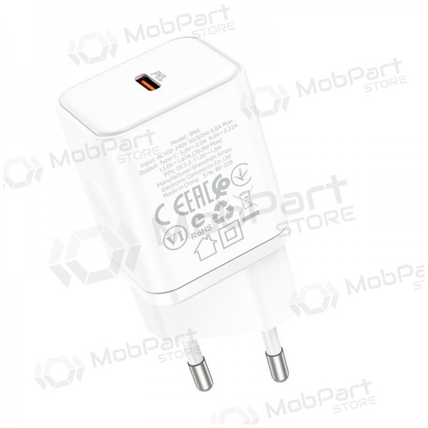 Nabíječka buitinis Borofone BN6 Type-C PD+QC3.0 20W, bílý