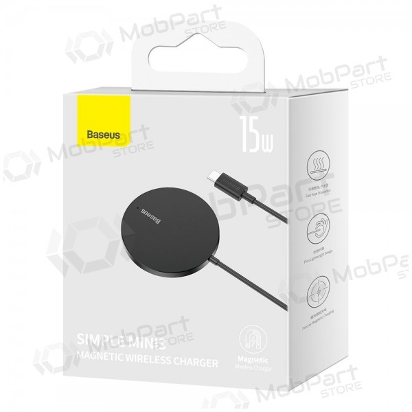 Bezdrátová nabíječka MagSafe Baseus Simple Mini 3 15 W černá