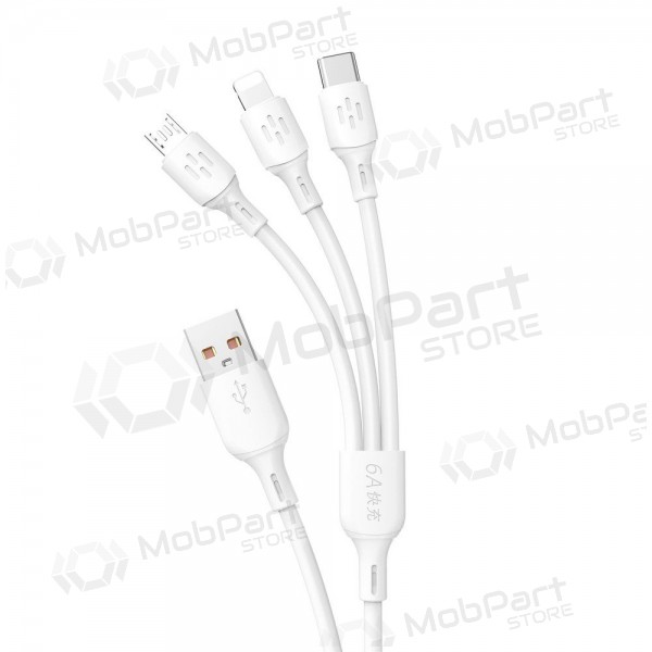 USB kabel Dudao L8A-3in1 USB-A na USB-C / Micro USB / Lightning 1.2 m 6A