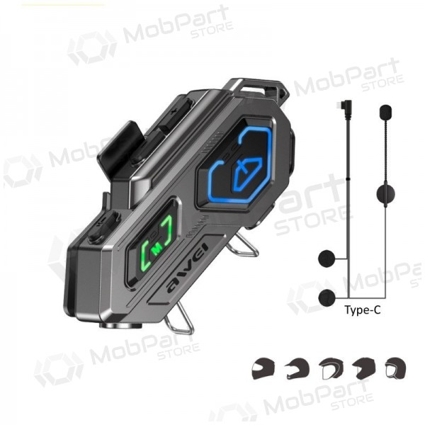 Bluetooth handsfree Awei VS-6 pro helmu USB-C černá