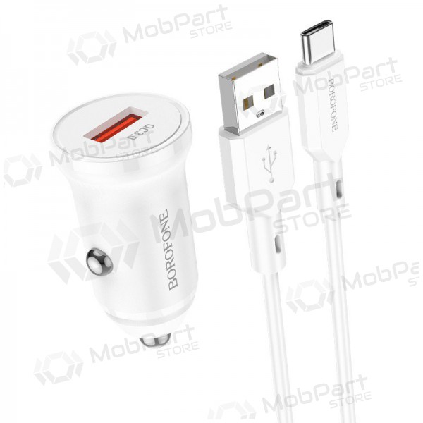 Nabíječka automobilinis Borofone BZ18 Quick Charge 3.0 18W + Type-C (bílý)
