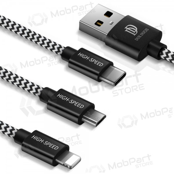 USB kabel Dux Ducis K-ONE 3in1 microUSB-Lightning-Type-C FastCharging 1.2m