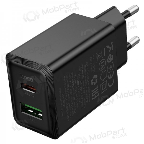 Nabíječka telefonu Hoco N71 30 W GaN USB-C + USB-A černá