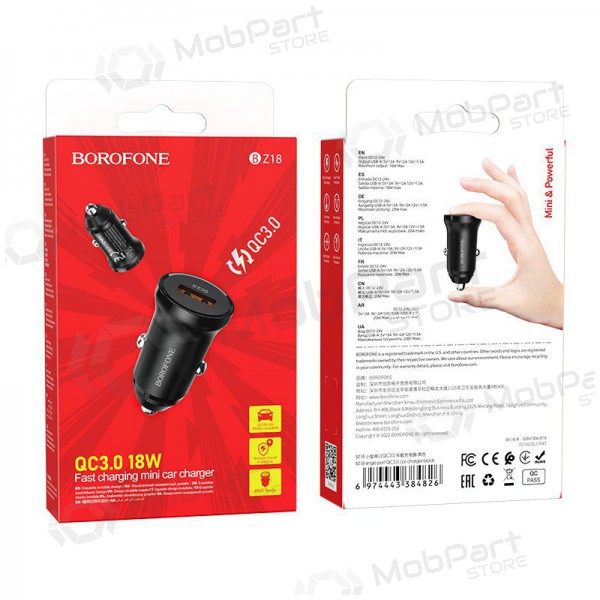 Nabíječka automobilinis Borofone BZ18 Quick Charge 3.0 18W (černá)