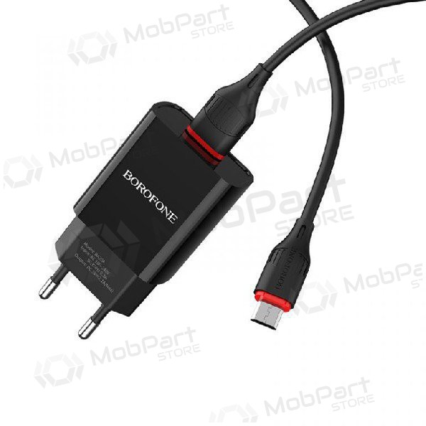 Nabíječka BOROFONE BA20A Sharp USB + microUSB kabel (5V 2.1A) (černá)
