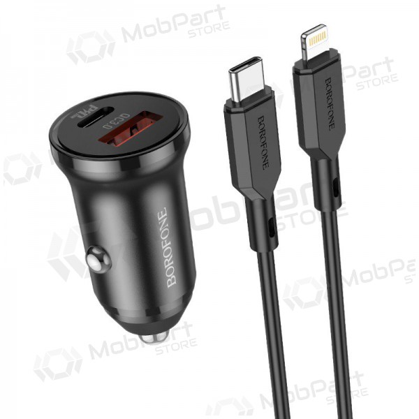 Nabíječka automobilinis Borofone BZ18A USB-A/Type-C PD20W+QC3.0 + Lightning (černá)