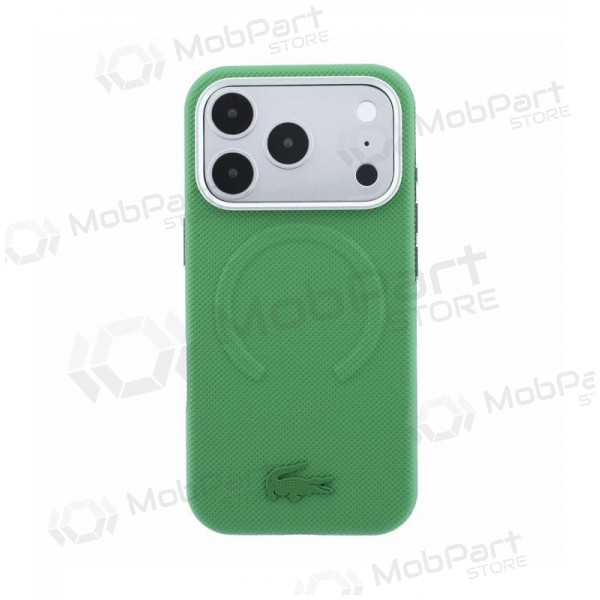 Apple iPhone 18 Pro obal - Lacoste PVC Petit Pique Semi Wrap Embossed MagSafe (zelený)