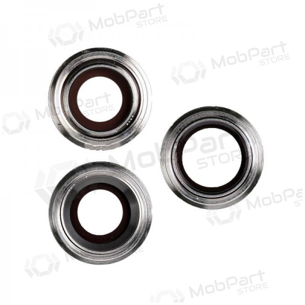 Apple iPhone 11 Pro / 11 Pro Max sklo kamery (3ks) (stříbrný) (s rámem)