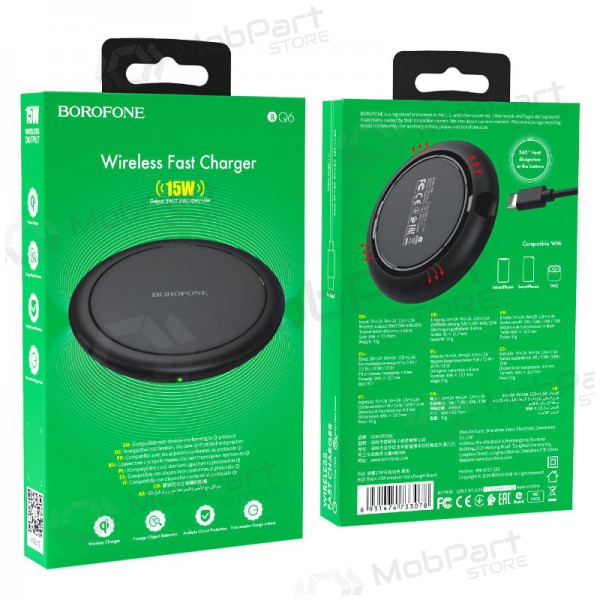 Nabíječka bezdrátový Borofone BQ6 QC3.0 (15W) (černá)