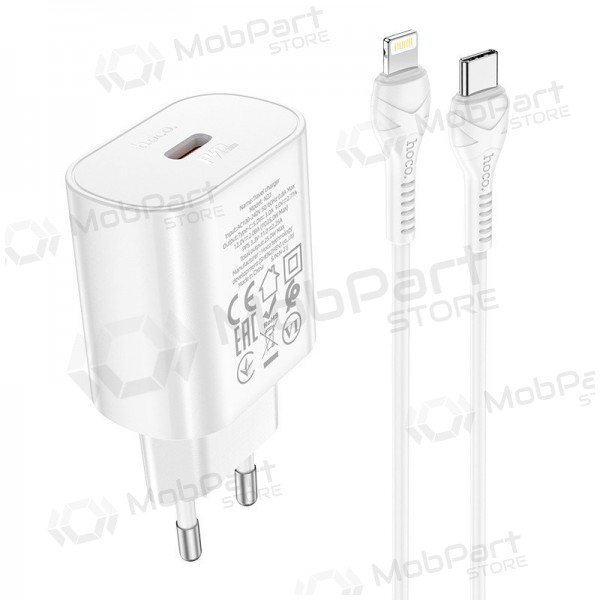 Nabíječka telefonu Hoco N22 25 W USB-C s kabelem Lightning 1 m bílá