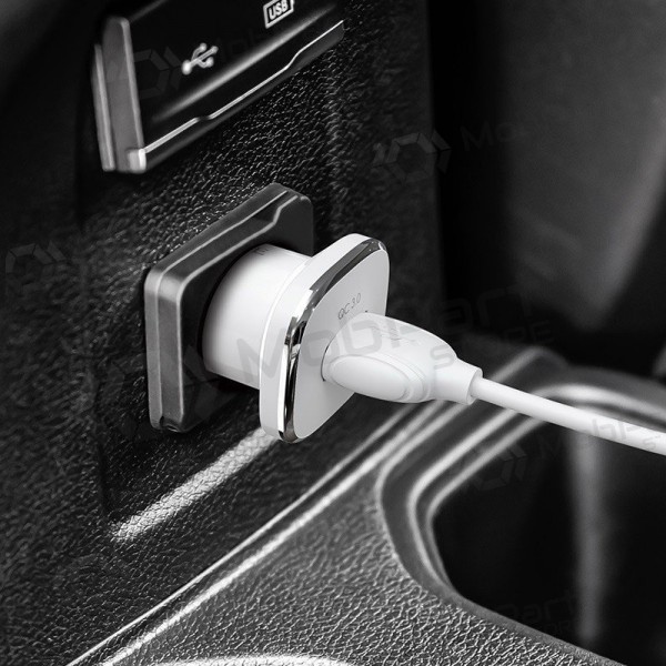 Nabíječka automobilinis Borofone BZ12A Quick Charge 3.0 + Type-C (bílý)