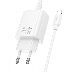 Nabíječka telefonu Hoco N60 GaN USB-C s kabelem USB-C 1 m bílá