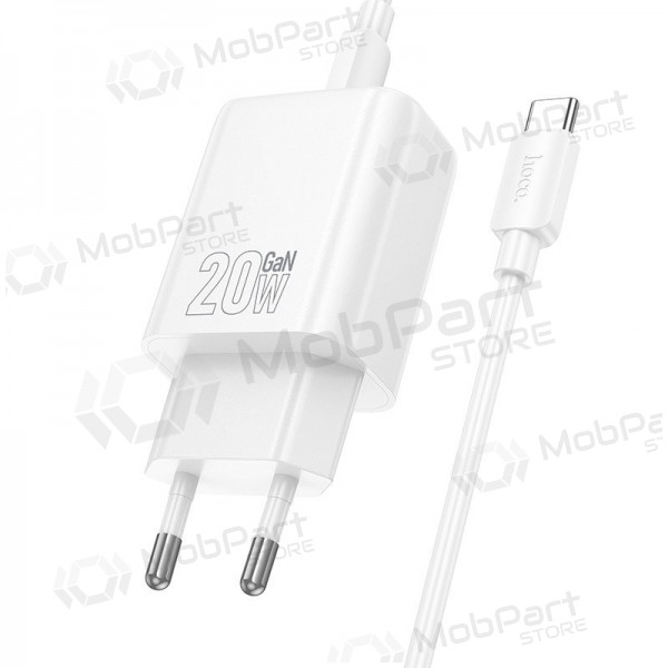 Nabíječka telefonu Hoco N60 GaN USB-C s kabelem USB-C 1 m bílá