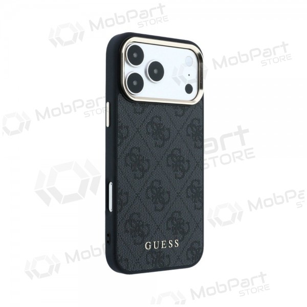 Apple iPhone 18 Pro Max obal - Guess PU Leather 4G Gold Frame MagSafe (černý)