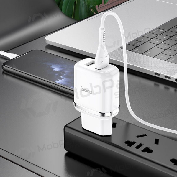 Nabíječka Hoco N4 X 2 USB  jungtimis + Lightning (2.4A) (bílý)