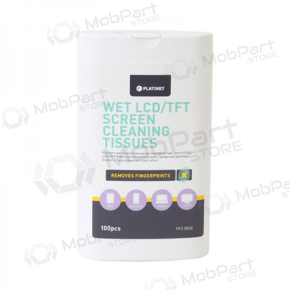 Wet wipes PLATINET for LCD / TFT screens PLATINET 11x9,4cm (100ks)