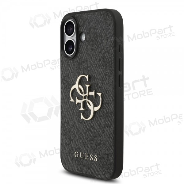 Apple iPhone 17 obal - Guess PU 4G Metal Logo Strap (černý)