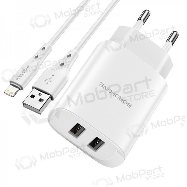 Nabíječka Borofone BN2 2xUSB 2.1A + Lightning (bílý)