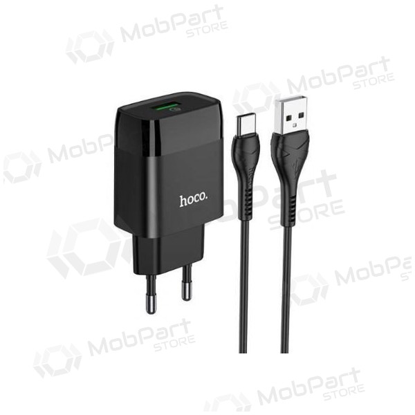Nabíječka HOCO C72Q Glorious USB + type-C kabel (QC3.0) (černá)