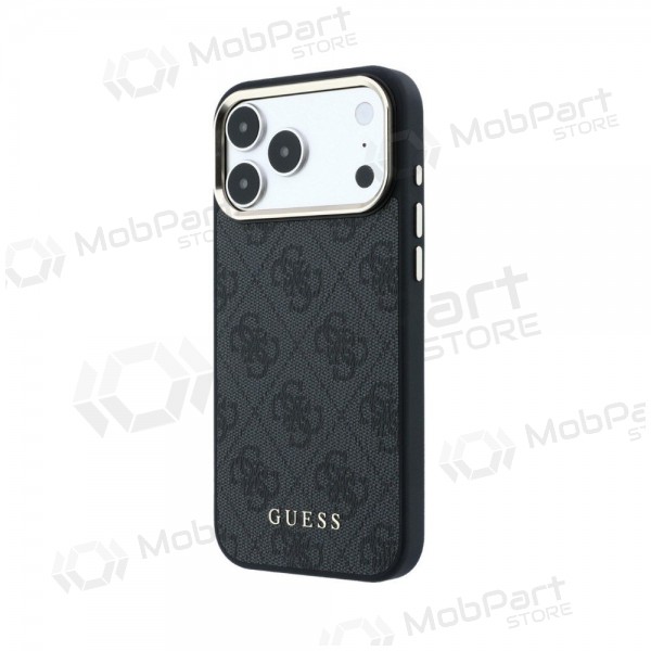 Apple iPhone 18 Pro Max obal - Guess PU Leather 4G Gold Frame MagSafe (černý)