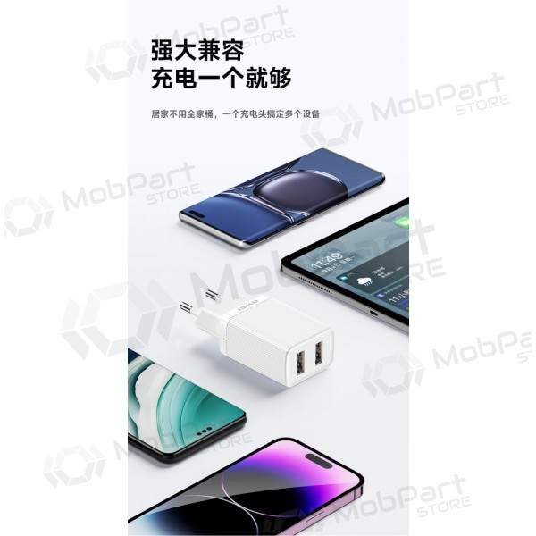 Nabíječka Awei C15T-EU 2xUSB-A 10W + USB to USB-C cable bílý