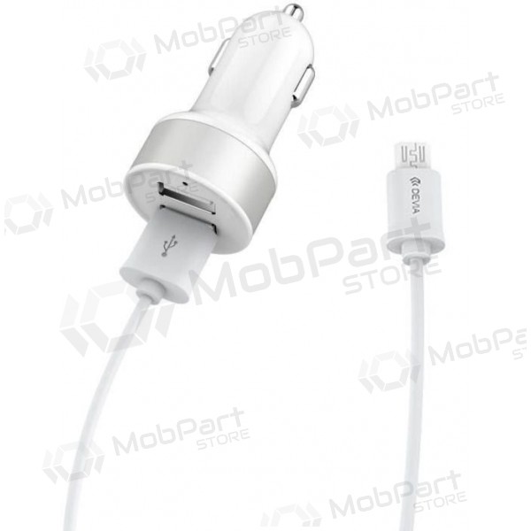 Nabíječka automobilinis Devia Smart x 2 USB (2.4A) + microUSB (bílý)
