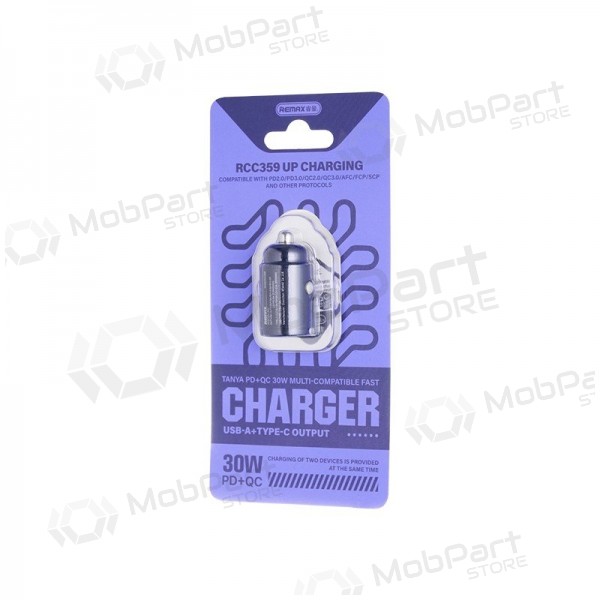 Nabíječka do auta Remax RCC359 30 W USB-C + USB-A černá