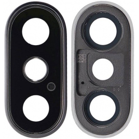 Apple iPhone XS / XS Max sklo kamery (stříbrný) (s rámem)