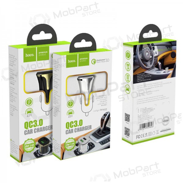 Nabíječka automobilinis Hoco Z31 Quick Charge 3.0 (3.4A) x 2 USB (bílý)