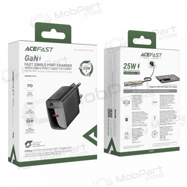 Nabíječka telefonu Acefast A104 25 W GaN USB-C černá