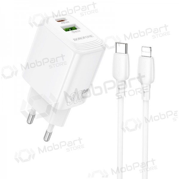 Nabíječka Borofone BN29 30W USB-C/USB-A + USB-C to Lightning cable 1.0m bílý