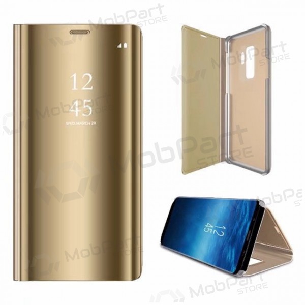 Apple iPhone XS Max obal - Clear View Stand Cover (zlatý)