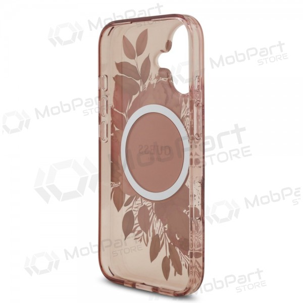 Apple iPhone 17 obal - Guess IML Flowers Strap MagSafe (růžový)