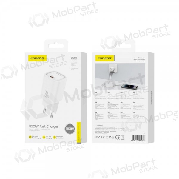 Telefonní nabíječka Foneng EU69 20 W USB-C bílá